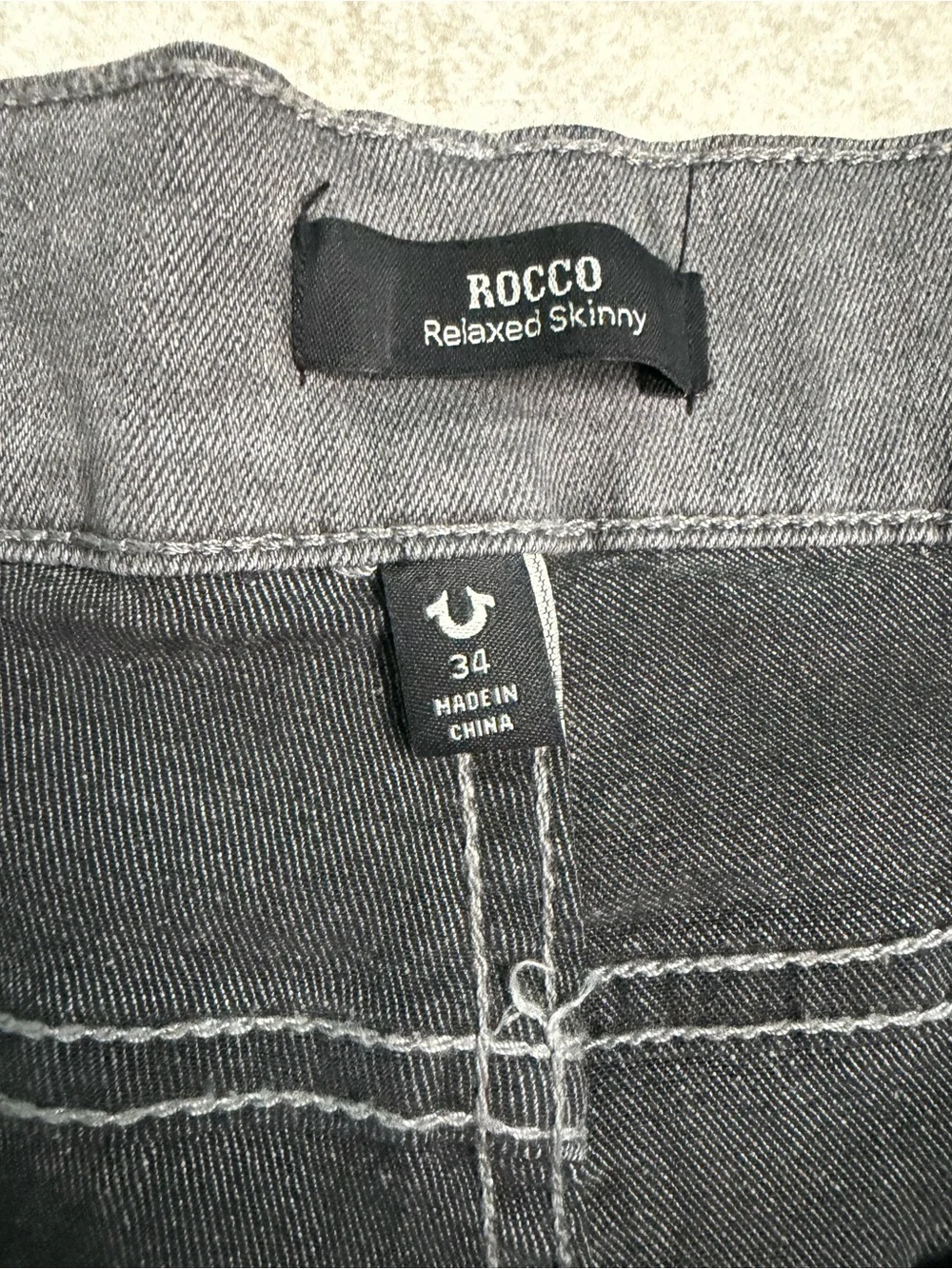 True Religion Men's Rocco Relaxed Skinny Gray Washed Jeans